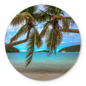 Коврик круглый с принтом Пальма в Новосибирске, резина и полиэстер | круглая форма, изображение наносится на всю лицевую часть | Тематика изображения на принте: море | отдых | отпуск | пальмы | пляж | солнце | туризм