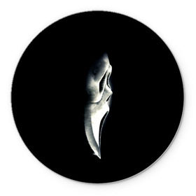 Коврик круглый с принтом Крик в Новосибирске, резина и полиэстер | круглая форма, изображение наносится на всю лицевую часть | Тематика изображения на принте: scream | крик | маска | ужастик | ужасы