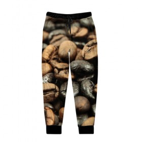 Мужские брюки 3D с принтом зерна кофе в Новосибирске, 100% полиэстер | манжеты по низу, эластичный пояс регулируется шнурком, по бокам два кармана без застежек, внутренняя часть кармана из мелкой сетки | зерна | кофе