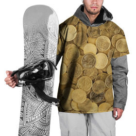 Накидка на куртку 3D с принтом монетки в Новосибирске, 100% полиэстер |  | деньги | евро | копейки | мелочёвка | мелочь | монеты