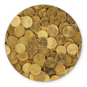 Коврик круглый с принтом монетки в Новосибирске, резина и полиэстер | круглая форма, изображение наносится на всю лицевую часть | Тематика изображения на принте: деньги | евро | копейки | мелочёвка | мелочь | монеты