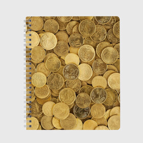 Тетрадь с принтом монетки в Новосибирске, 100% бумага | 48 листов, плотность листов — 60 г/м2, плотность картонной обложки — 250 г/м2. Листы скреплены сбоку удобной пружинной спиралью. Уголки страниц и обложки скругленные. Цвет линий — светло-серый
 | Тематика изображения на принте: деньги | евро | копейки | мелочёвка | мелочь | монеты