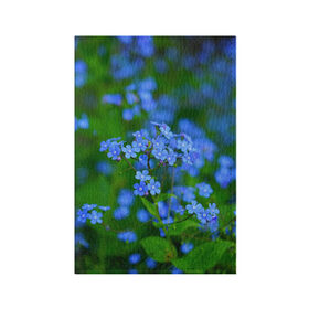 Обложка для паспорта матовая кожа с принтом синие цветочки в Новосибирске, натуральная матовая кожа | размер 19,3 х 13,7 см; прозрачные пластиковые крепления | 