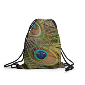 Рюкзак-мешок 3D с принтом перо павлина в Новосибирске, 100% полиэстер | плотность ткани — 200 г/м2, размер — 35 х 45 см; лямки — толстые шнурки, застежка на шнуровке, без карманов и подкладки | Тематика изображения на принте: павлин | перо | перышки | птица