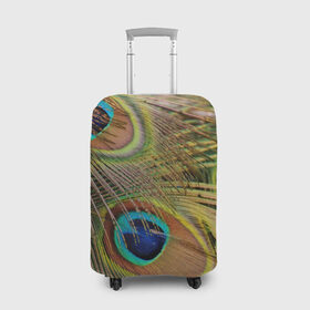 Чехол для чемодана 3D с принтом перо павлина в Новосибирске, 86% полиэфир, 14% спандекс | двустороннее нанесение принта, прорези для ручек и колес | Тематика изображения на принте: павлин | перо | перышки | птица