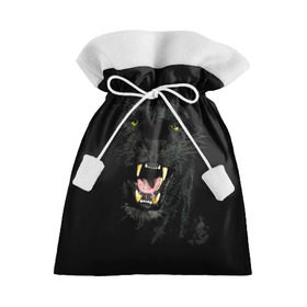 Подарочный 3D мешок с принтом Чёрная пантера в Новосибирске, 100% полиэстер | Размер: 29*39 см | Тематика изображения на принте: кошка | оскал | пантера | прикольные картинки