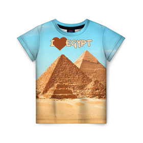 Детская футболка 3D с принтом Egypt в Новосибирске, 100% гипоаллергенный полиэфир | прямой крой, круглый вырез горловины, длина до линии бедер, чуть спущенное плечо, ткань немного тянется | Тематика изображения на принте: египет | заграница | отдых | отпуск | пирамиды | турист