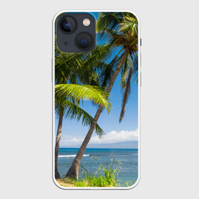 Чехол для iPhone 13 mini с принтом Пальмы в Новосибирске,  |  | море | отдых | отпуск | пальмы | пляж | солнце | туризм