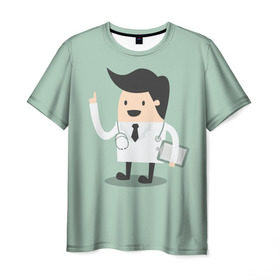 Мужская футболка 3D с принтом Доктор в Новосибирске, 100% полиэфир | прямой крой, круглый вырез горловины, длина до линии бедер | doctor | house md | md | врач | дантист | доктор | мед работник | медецина | медик | хирург
