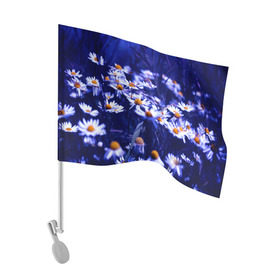 Флаг для автомобиля с принтом Ромашки в Новосибирске, 100% полиэстер | Размер: 30*21 см | лепестки | прикольные картинки | ромашки | цветочки | цветы
