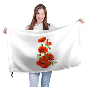 Флаг 3D с принтом Маки в Новосибирске, 100% полиэстер | плотность ткани — 95 г/м2, размер — 67 х 109 см. Принт наносится с одной стороны | field | flowers | poppies | poppy | red | wild | красные | мак | маки | поле | полевые | цветы