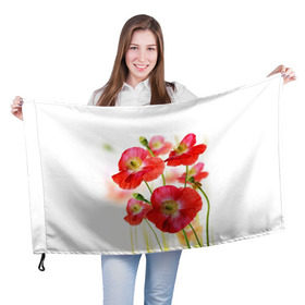 Флаг 3D с принтом Маки в Новосибирске, 100% полиэстер | плотность ткани — 95 г/м2, размер — 67 х 109 см. Принт наносится с одной стороны | field | flowers | meadow | nature | poppies | poppy | red | summer | wild | красные | лето | луг | мак | маки | поле | полевые | природа | цветы
