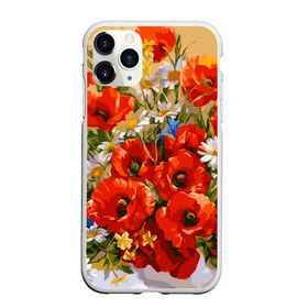 Чехол для iPhone 11 Pro матовый с принтом Маки в Новосибирске, Силикон |  | art | daisy | drawing | field | flowers | poppies | poppy | red | white | арт | белые | красные | мак | маки | полевые | рисунок | ромашки | цветы