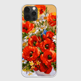 Чехол для iPhone 12 Pro Max с принтом Маки в Новосибирске, Силикон |  | Тематика изображения на принте: art | daisy | drawing | field | flowers | poppies | poppy | red | white | арт | белые | красные | мак | маки | полевые | рисунок | ромашки | цветы