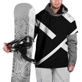 Накидка на куртку 3D с принтом Black and White в Новосибирске, 100% полиэстер |  | белый | геометрия | полосы | черный