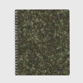 Тетрадь с принтом Камуфляж с черепами 2 в Новосибирске, 100% бумага | 48 листов, плотность листов — 60 г/м2, плотность картонной обложки — 250 г/м2. Листы скреплены сбоку удобной пружинной спиралью. Уголки страниц и обложки скругленные. Цвет линий — светло-серый
 | зеленый | паттерн | темно зеленый | темный