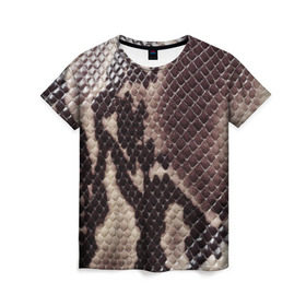 Женская футболка 3D с принтом Карибский удав в Новосибирске, 100% полиэфир ( синтетическое хлопкоподобное полотно) | прямой крой, круглый вырез горловины, длина до линии бедер | змея | камуфляж | карибы | новинки | текстура