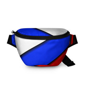 Поясная сумка 3D с принтом Российский флаг в Новосибирске, 100% полиэстер | плотная ткань, ремень с регулируемой длиной, внутри несколько карманов для мелочей, основное отделение и карман с обратной стороны сумки застегиваются на молнию | косой | наклонный | триколор