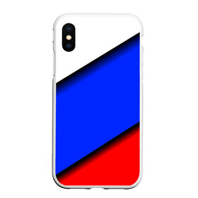 Чехол для iPhone XS Max матовый с принтом Российский флаг в Новосибирске, Силикон | Область печати: задняя сторона чехла, без боковых панелей | косой | наклонный | триколор