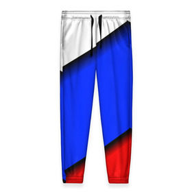 Женские брюки 3D с принтом Российский флаг в Новосибирске, полиэстер 100% | прямой крой, два кармана без застежек по бокам, с мягкой трикотажной резинкой на поясе и по низу штанин. В поясе для дополнительного комфорта — широкие завязки | косой | наклонный | триколор