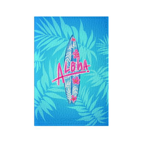 Обложка для паспорта матовая кожа с принтом Aloha в Новосибирске, натуральная матовая кожа | размер 19,3 х 13,7 см; прозрачные пластиковые крепления | Тематика изображения на принте: sea | гавайи | жара | калифорния | лето | любовь | море | океан | отдых | пальмы | пляж | серфинг | солнце