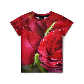 Детская футболка 3D с принтом Цветы в Новосибирске, 100% гипоаллергенный полиэфир | прямой крой, круглый вырез горловины, длина до линии бедер, чуть спущенное плечо, ткань немного тянется | Тематика изображения на принте: бабочки | весна | краски | лето | осень | розы | цветок | цветы