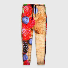 Мужские брюки 3D с принтом Ягодки в Новосибирске, 100% полиэстер | манжеты по низу, эластичный пояс регулируется шнурком, по бокам два кармана без застежек, внутренняя часть кармана из мелкой сетки | красная | малина | новая | ягода | ягодная