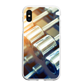 Чехол для iPhone XS Max матовый с принтом Гантели в Новосибирске, Силикон | Область печати: задняя сторона чехла, без боковых панелей | гантели | мощь | сила | спорт