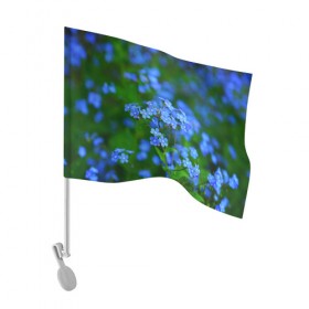 Флаг для автомобиля с принтом Синие цветы в Новосибирске, 100% полиэстер | Размер: 30*21 см | лепестки | прикольные картинки | цветочки | цветы