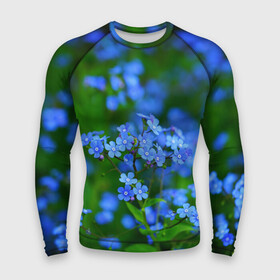 Мужской рашгард 3D с принтом Синие цветы в Новосибирске,  |  | лепестки | прикольные картинки | цветочки | цветы