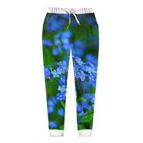Женские брюки 3D с принтом Синие цветы в Новосибирске, полиэстер 100% | прямой крой, два кармана без застежек по бокам, с мягкой трикотажной резинкой на поясе и по низу штанин. В поясе для дополнительного комфорта — широкие завязки | лепестки | прикольные картинки | цветочки | цветы