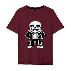 Мужская футболка хлопок Oversize с принтом Sans Undertale в Новосибирске, 100% хлопок | свободный крой, круглый ворот, “спинка” длиннее передней части | black white | good jokes | sans | undertale