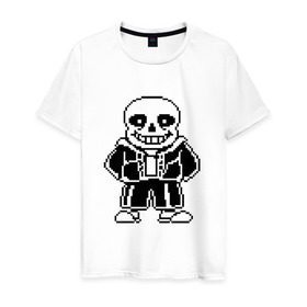 Мужская футболка хлопок с принтом Sans Undertale в Новосибирске, 100% хлопок | прямой крой, круглый вырез горловины, длина до линии бедер, слегка спущенное плечо. | black white | good jokes | sans | undertale