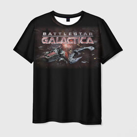 Мужская футболка 3D с принтом Battlestar Galactica в Новосибирске, 100% полиэфир | прямой крой, круглый вырез горловины, длина до линии бедер | battlestar galactica | звездный крейсер галактика | космос | фантастика