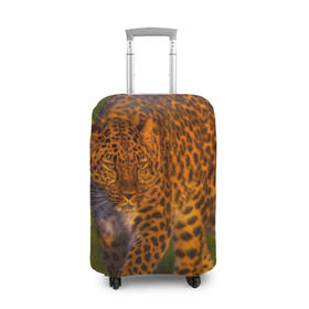 Чехол для чемодана 3D с принтом Дальневосточный леопард в Новосибирске, 86% полиэфир, 14% спандекс | двустороннее нанесение принта, прорези для ручек и колес | 