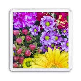 Магнит 55*55 с принтом Роскошные цветы в Новосибирске, Пластик | Размер: 65*65 мм; Размер печати: 55*55 мм | аромат | астры | букет | вазон | великолепие | гвоздики | гиацинт | гортензия | калла | краски | красота | куст | лилия | орхидея | пион | подсолнух | полевые цветы | природа | растения | розы | ромашки