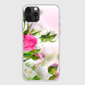 Чехол для iPhone 12 Pro с принтом Алые розы в Новосибирске, силикон | область печати: задняя сторона чехла, без боковых панелей | Тематика изображения на принте: аромат | букет | вазон | великолепие | краски | красота | куст | нежность | природа | растения | розы | украшение | фауна | цветник | цветы