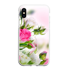Чехол для iPhone XS Max матовый с принтом Алые розы в Новосибирске, Силикон | Область печати: задняя сторона чехла, без боковых панелей | Тематика изображения на принте: аромат | букет | вазон | великолепие | краски | красота | куст | нежность | природа | растения | розы | украшение | фауна | цветник | цветы