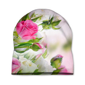 Шапка 3D с принтом Алые розы в Новосибирске, 100% полиэстер | универсальный размер, печать по всей поверхности изделия | аромат | букет | вазон | великолепие | краски | красота | куст | нежность | природа | растения | розы | украшение | фауна | цветник | цветы