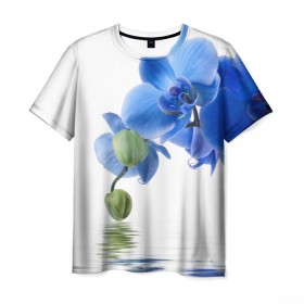 Мужская футболка 3D с принтом Веточка орхидеи в Новосибирске, 100% полиэфир | прямой крой, круглый вырез горловины, длина до линии бедер | ветка | красота | нежность | орхидея | природа | растение | фауна | цветок | цветы