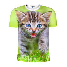 Мужская футболка 3D спортивная с принтом Кися в Новосибирске, 100% полиэстер с улучшенными характеристиками | приталенный силуэт, круглая горловина, широкие плечи, сужается к линии бедра | домашние | животные | кот | котёнок | кошка | милый