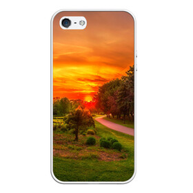 Чехол для iPhone 5/5S матовый с принтом Канада в Новосибирске, Силикон | Область печати: задняя сторона чехла, без боковых панелей | закат | красота | лето | поле