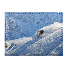 Обложка для студенческого билета с принтом Спуск в Новосибирске, натуральная кожа | Размер: 11*8 см; Печать на всей внешней стороне | гора | зима | лыжник | снег | спорт | спуск