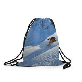 Рюкзак-мешок 3D с принтом Спуск в Новосибирске, 100% полиэстер | плотность ткани — 200 г/м2, размер — 35 х 45 см; лямки — толстые шнурки, застежка на шнуровке, без карманов и подкладки | гора | зима | лыжник | снег | спорт | спуск