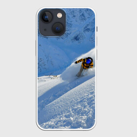 Чехол для iPhone 13 mini с принтом Спуск в Новосибирске,  |  | гора | зима | лыжник | снег | спорт | спуск