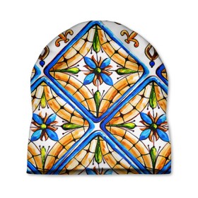 Шапка 3D с принтом Майолика 4 в Новосибирске, 100% полиэстер | универсальный размер, печать по всей поверхности изделия | dg | dolce | dolce  gabana | dolce  gabbana | dolce gabbana | maiolica | majolica | trend | барселона | дольче | дольче габана | дольче габбана | керамика | майолика | мода | модный принт | мозаика | мозайка | плитка | роспись | тренд