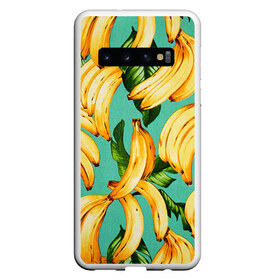 Чехол для Samsung Galaxy S10 с принтом Банан в Новосибирске, Силикон | Область печати: задняя сторона чехла, без боковых панелей | banana | банан | бананы | паттерн