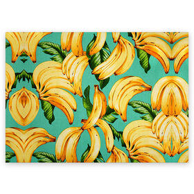 Поздравительная открытка с принтом Банан в Новосибирске, 100% бумага | плотность бумаги 280 г/м2, матовая, на обратной стороне линовка и место для марки
 | banana | банан | бананы | паттерн