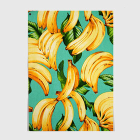 Постер с принтом Банан в Новосибирске, 100% бумага
 | бумага, плотность 150 мг. Матовая, но за счет высокого коэффициента гладкости имеет небольшой блеск и дает на свету блики, но в отличии от глянцевой бумаги не покрыта лаком | banana | банан | бананы | паттерн