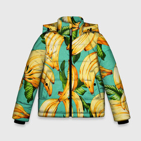 Зимняя куртка для мальчиков 3D с принтом Банан в Новосибирске, ткань верха — 100% полиэстер; подклад — 100% полиэстер, утеплитель — 100% полиэстер | длина ниже бедра, удлиненная спинка, воротник стойка и отстегивающийся капюшон. Есть боковые карманы с листочкой на кнопках, утяжки по низу изделия и внутренний карман на молнии. 

Предусмотрены светоотражающий принт на спинке, радужный светоотражающий элемент на пуллере молнии и на резинке для утяжки | banana | банан | бананы | паттерн